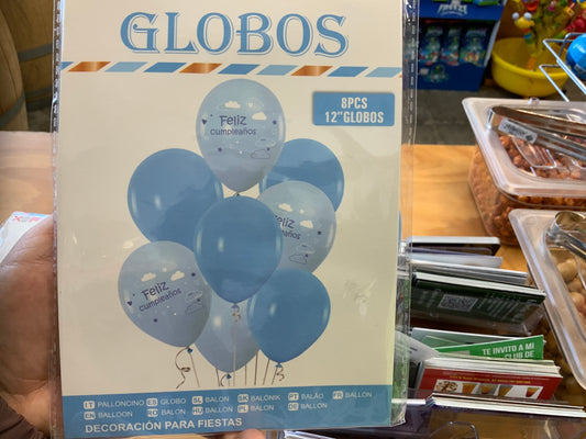 Globo azul feliz cumpleaños