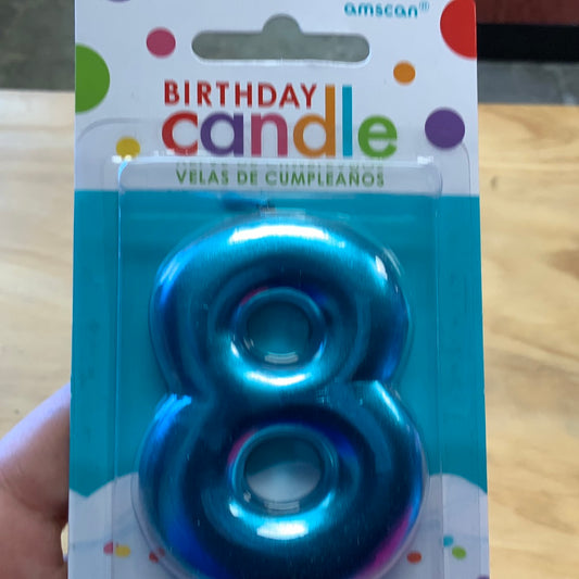 Candle #8 metallic blue